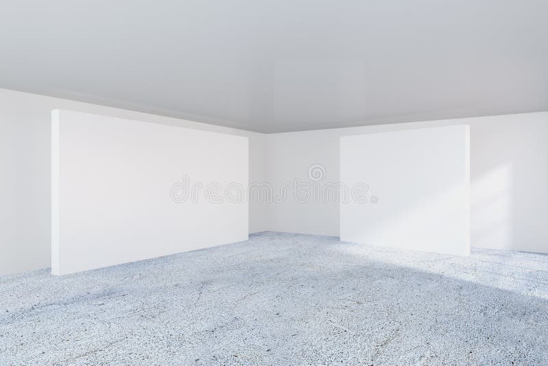 Vacie la cartelera blanca en la pared del blanco de la oficina representación 3d stock de ilustración Vacie la cartelera blanca en la pared del blanco de la oficina representación 3d stock de ilustración