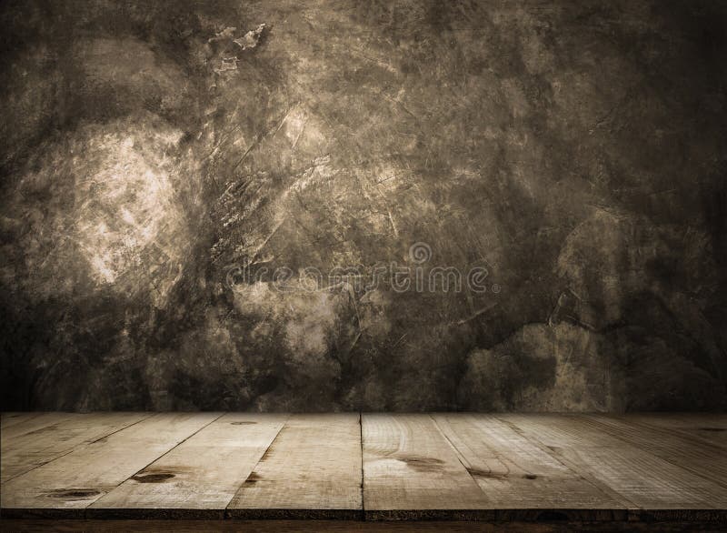 Vacie la tabla de madera sobre la pared del grunge vacía alistan para su producto imágenes de archivo libres de regalías Vacie la tabla de madera sobre la pared del grunge vacía alistan para su producto imágenes de archivo libres de regalías