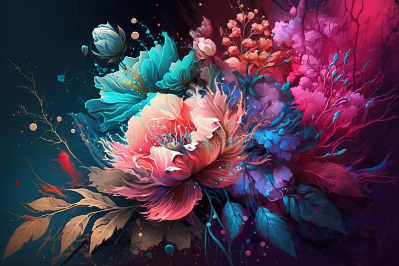 Vacker bakgrund av blommor. illustration som genererats av ai stock illustrationer