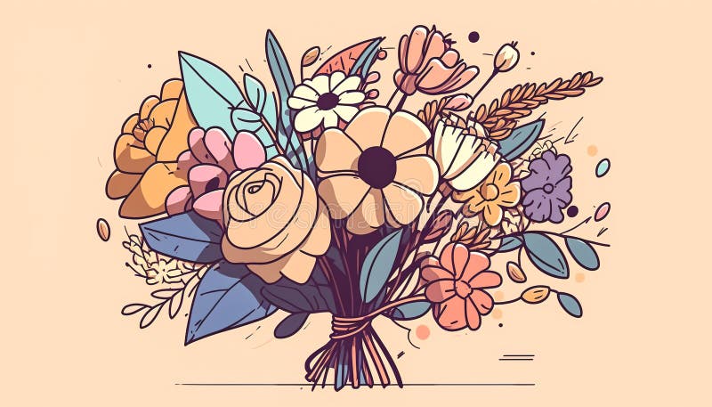 Vacker bukett av vårblommor generativ ai. Vacker bukett för vårblommor, semesterkort.