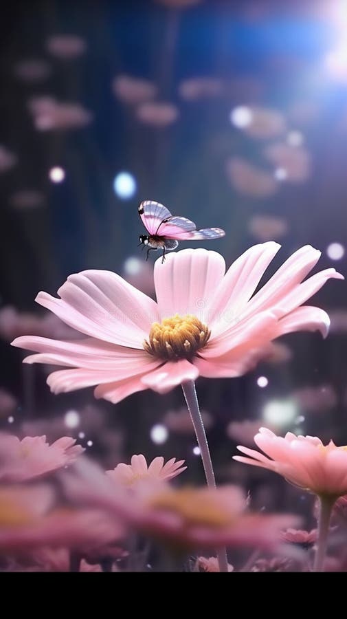Vacker cosmos-blomma generativ ai. Nära vackra cosmos-blommor generativ ai