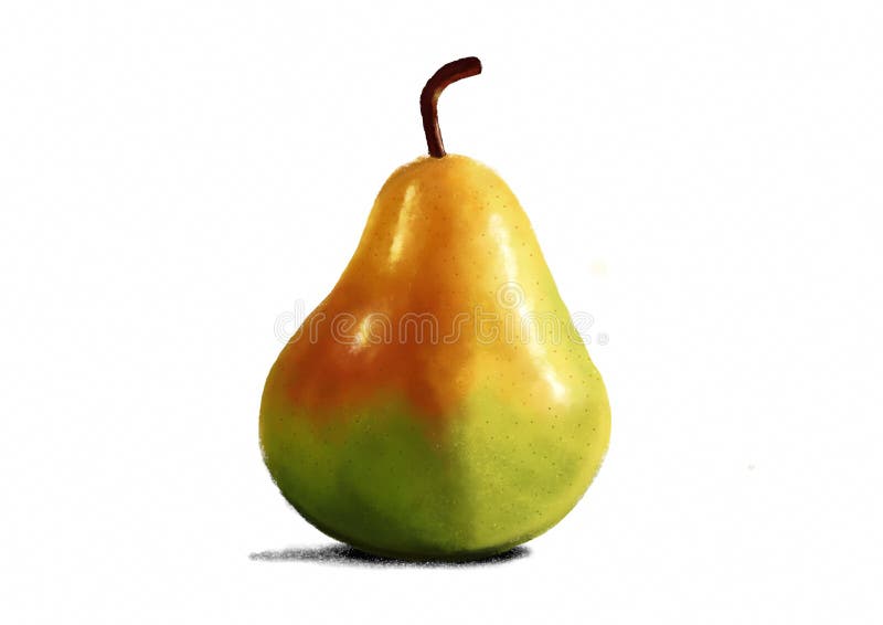 Vacker, färglös och levande digital pastellbild av päronfrukt vektor illustrationer