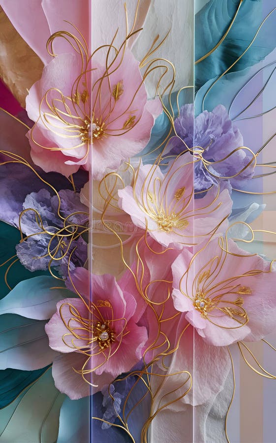 Vacker konstbakgrund med blommor i mjuka färger. digital grafik. stänga. färgstil. ai-generad.