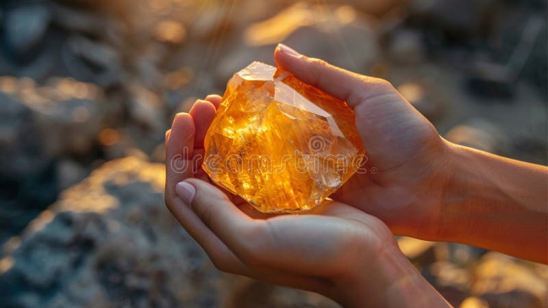 Vacker, magisk, citrine Crystal Gem-gemsten stock illustrationer