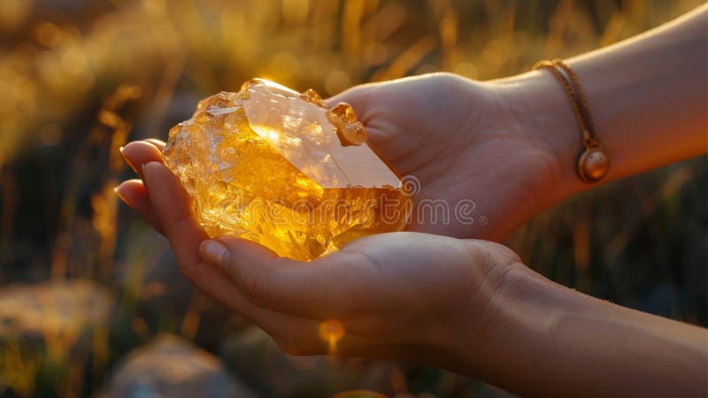 Vacker, magisk, citrine Crystal Gem-gemsten vektor illustrationer