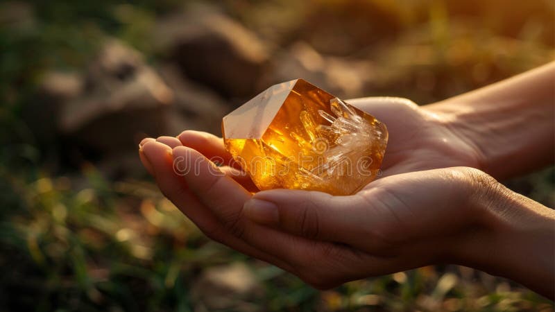 Vacker, magisk, citrine Crystal Gem-gemsten royaltyfri illustrationer