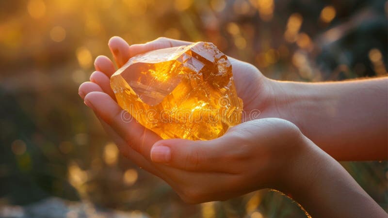 Vacker, magisk, citrine Crystal Gem-gemsten stock illustrationer