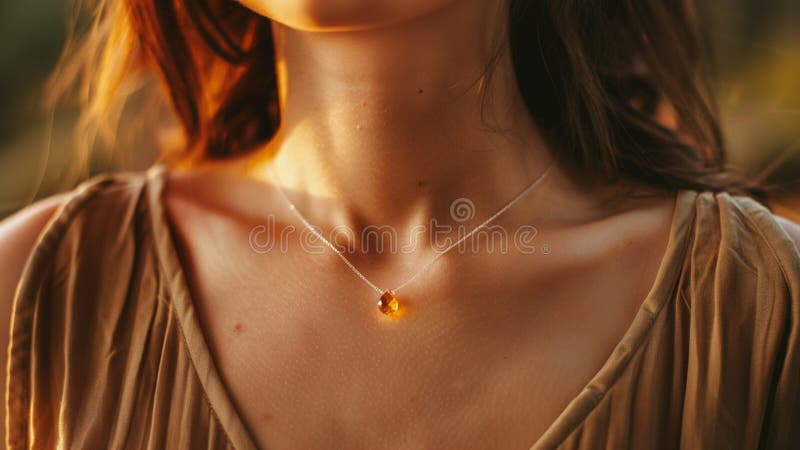 Vacker, magisk, citrinkristallgem gemstone-halsband royaltyfri illustrationer