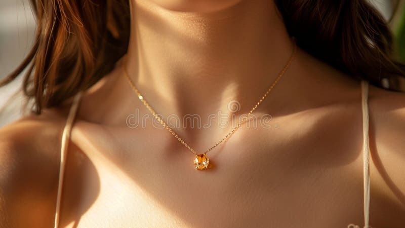 Vacker, magisk, citrinkristallgem gemstone-halsband royaltyfri illustrationer