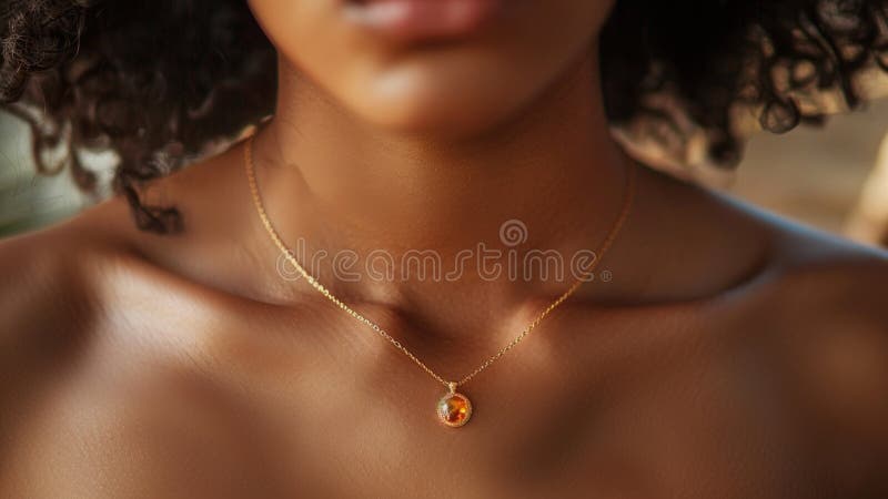 Vacker, magisk, citrinkristallgem gemstone-halsband vektor illustrationer