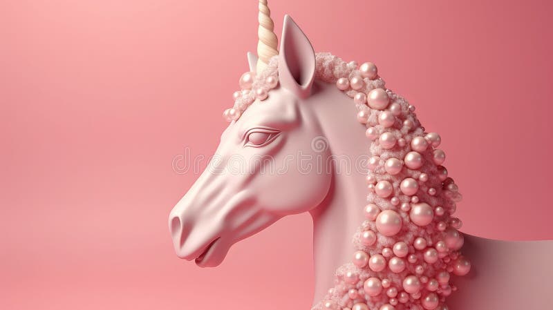 Vacker pärlunicorn mot rosa bakgrund stock illustrationer