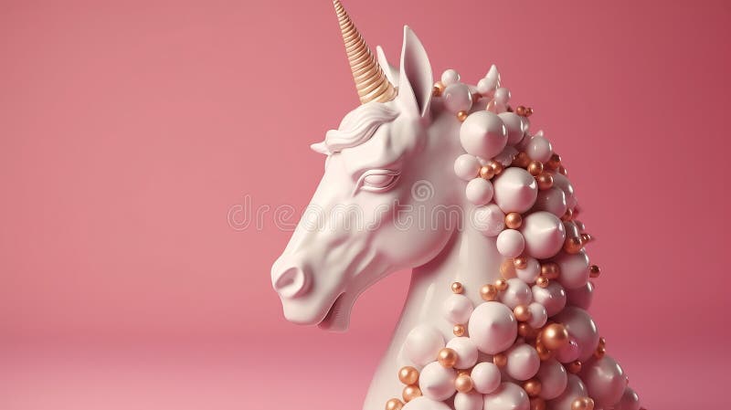 Vacker pärlunicorn mot rosa bakgrund royaltyfri illustrationer