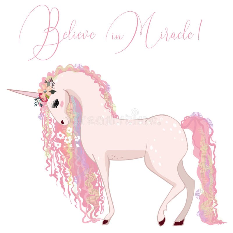 Vacker rosa unicorn med rosa mane royaltyfri illustrationer