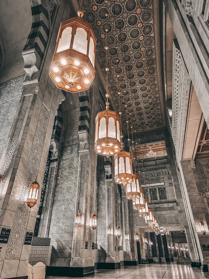 MECCA, KINGDOM OF SAUDI ARABIA-JUNE 4, 2023 : Beautiful chandeliers at the new King Abdullah extension in Makkah, Saudi Arabia. The new extension expected to cost USD30 billion US dollars. MECCA, KINGDOM OF SAUDI ARABIA-JUNE 4, 2023 : Beautiful chandeliers at the new King Abdullah extension in Makkah, Saudi Arabia. The new extension expected to cost USD30 billion US dollars