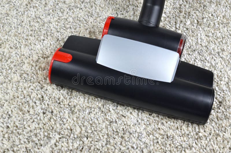 Cleaning Carpet with Vacuum Cleaner Dust Brush Stock Photo Image of