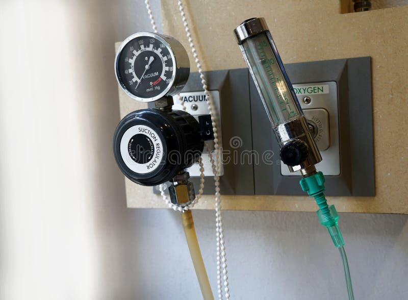 Vacuum and Oxygen Pressure System Measurement Control Tool Plug in Socket at Room Hospital or