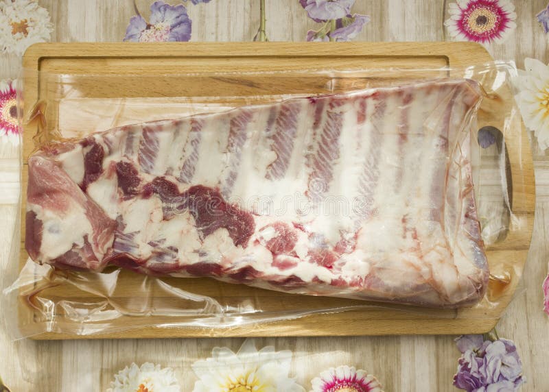 Vacuum Packed Fresh Pork Ribs Meat Stock Image Image of package