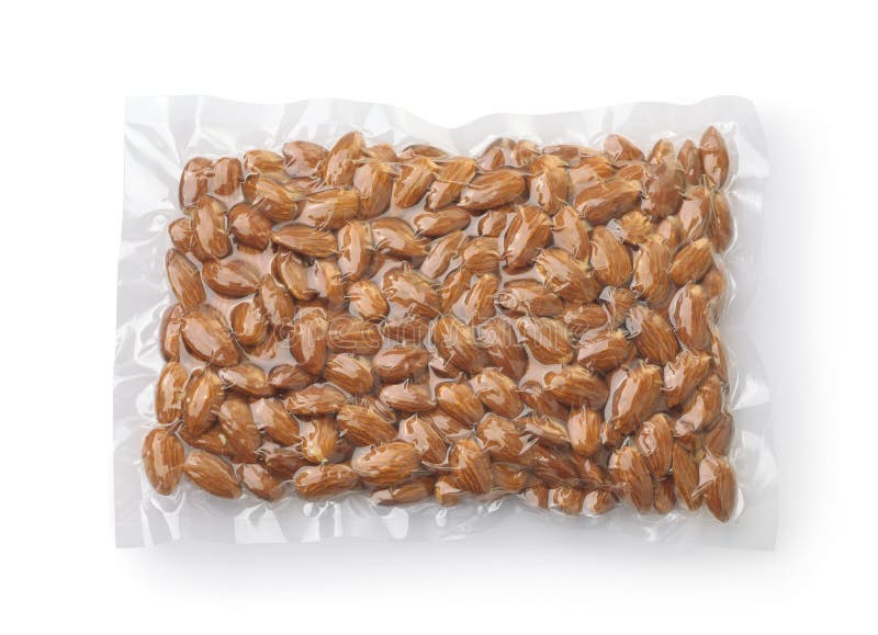Vacuum Plastic Bag of Almonds Stock Image Image of closeup, packet