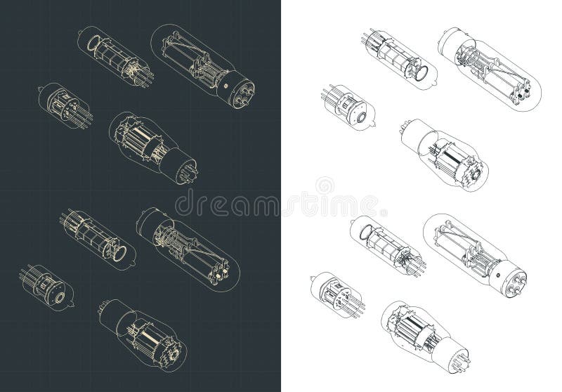 Vacuum Tube Set Isometric Drawings Stock Vector Illustration of style