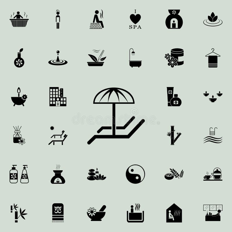 Vadios com ícone do guarda-chuva Grupo detalhado de ícones dos TERMAS Sinal superior do projeto gráfico da qualidade Um dos ícone ilustração royalty free Vadios com ícone do guarda-chuva Grupo detalhado de ícones dos TERMAS Sinal superior do projeto gráfico da qualidade Um dos ícone ilustração royalty free