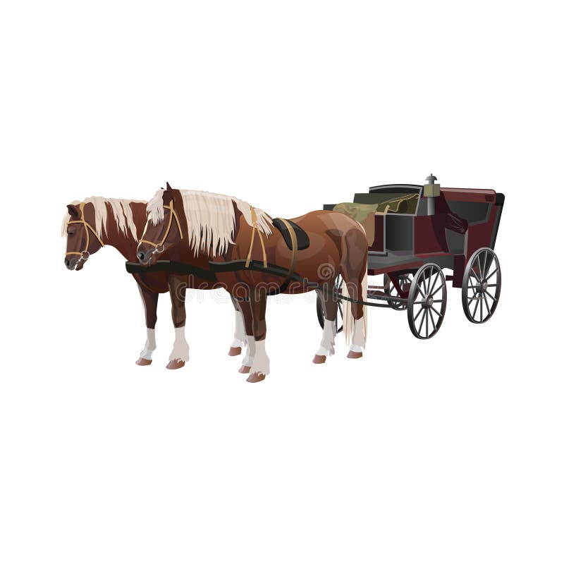 Vagn med hästar vektor illustrationer Vagn med hästar vektor illustrationer