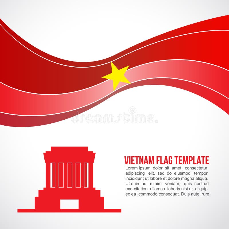 Vague de drapeau du Vietnam et Ho Chi Minh abstraits - mausolée Hanoï illustration libre de droits Vague de drapeau du Vietnam et Ho Chi Minh abstraits - mausolée Hanoï illustration libre de droits