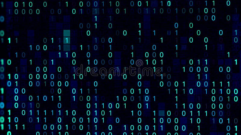 Vagues de flux d'information des chiffres et un zéro sur la boucle sans couture de fond noir. Animation. Code binaire avec coloré illustration de vecteur