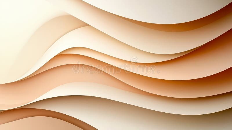 Vagues dynamiques dans la pêche douce et le corail Illustration 3D abstraite des plis de papier stratifié illustration stock