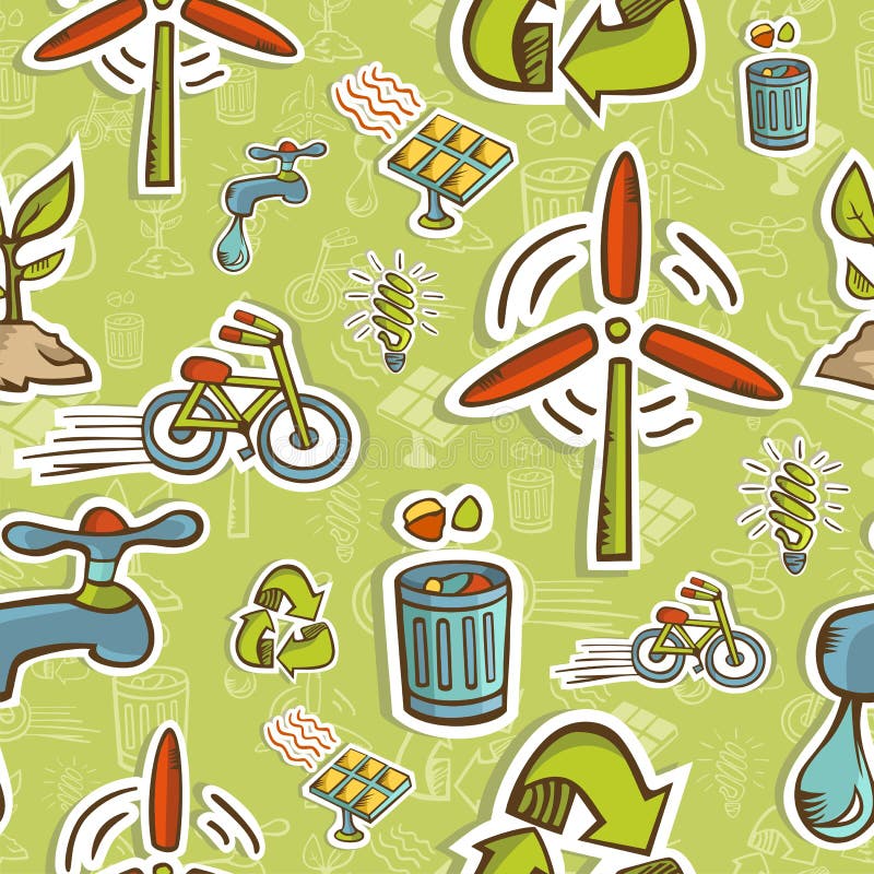 Vai o teste padrão ajustado do ícone verde ilustração stock Vai o teste padrão ajustado do ícone verde ilustração stock