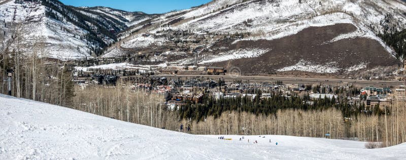 Vail Ski Resort Town and Ski Mountain in Colorado Stock Image - Image