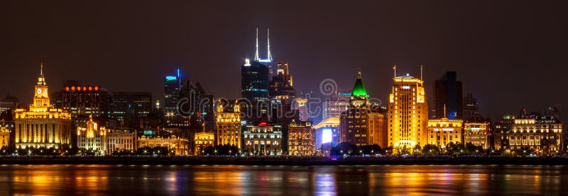 The Vaitan embankment. Panoramic view from Pudong stock photos The Vaitan embankment. Panoramic view from Pudong stock photos