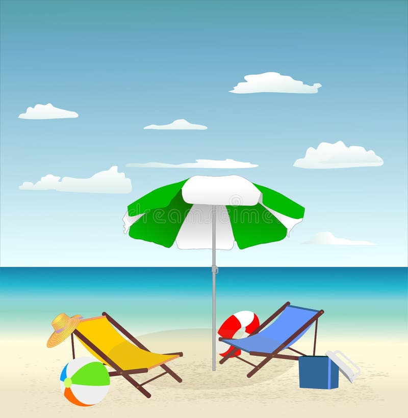 Things for the beach on the beach. Illustration. Things for the beach on the beach. Illustration.