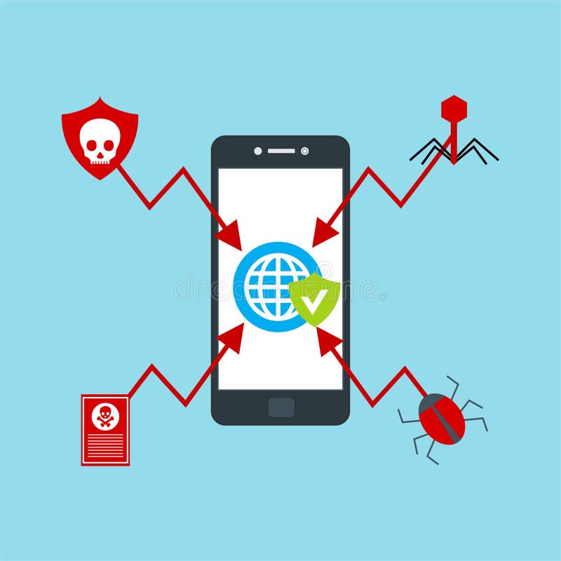Vaket meddelande på smartphonevektorn, malwarebegrepp, skräppostdata, bedrägeriinternetfel stock illustrationer Vaket meddelande på smartphonevektorn, malwarebegrepp, skräppostdata, bedrägeriinternetfel stock illustrationer
