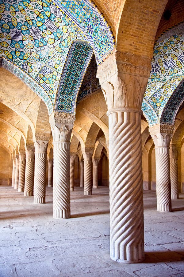 Vakil Mosque, Pillars of Prayer Hall Stock Image Image of asia