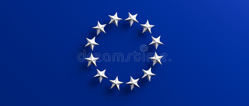 Val för europeisk union EU-flagga med en vit stjärnacirkel på blå bakgrund illustration 3d vektor illustrationer Val för europeisk union EU-flagga med en vit stjärnacirkel på blå bakgrund illustration 3d vektor illustrationer