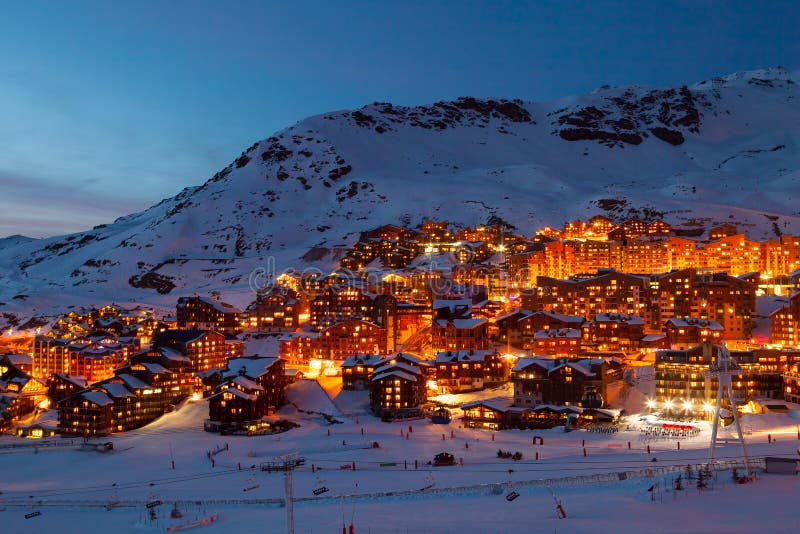 Val Thorens by night stock photo. Image of nightfall - 51483096