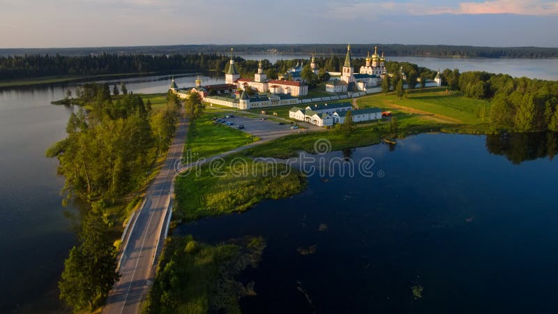 Valdai Iversky Svyatoozersky Virgin Monastery for Men. Selvitsky Island, Valdai Lake.