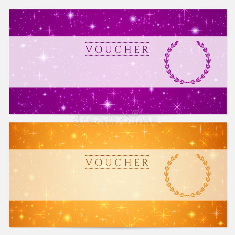 Vale-oferta, comprovante, molde do vale. Estrelas ilustração royalty free Vale-oferta, comprovante, molde do vale. Estrelas ilustração royalty free