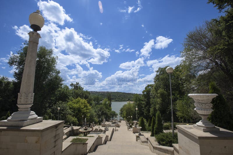 Top view of valea morilor park in chisinau, moldova