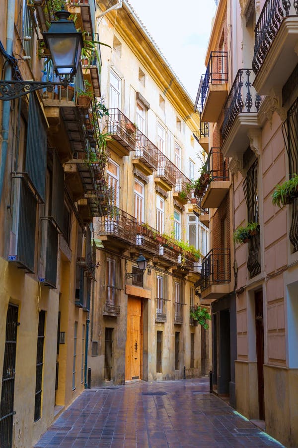 Valencia Carrer De La Sang Building Stock Image - Image of guardian ...