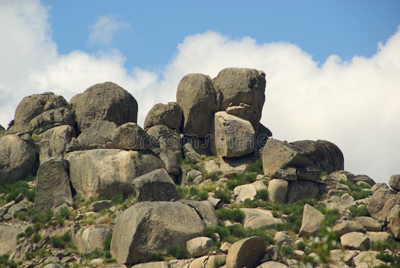 Valencia de Alcantara granite rock landscape royalty free stock images