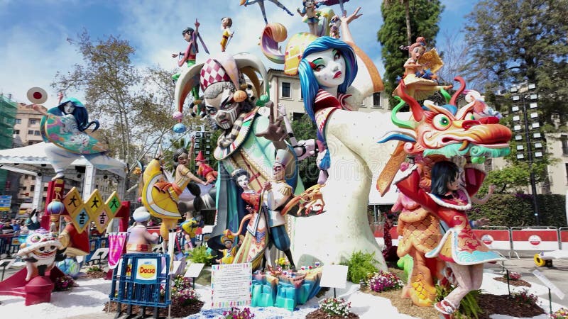 Valencia, Spain, March 2024: View of a Fallas Cartoon Figures during ...