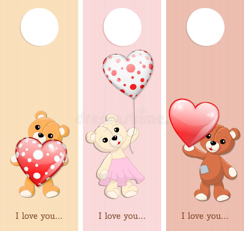 valentinbaner med nallebjörnar och hjärtor stock illustrationer valentinbaner med nallebjörnar och hjärtor stock illustrationer