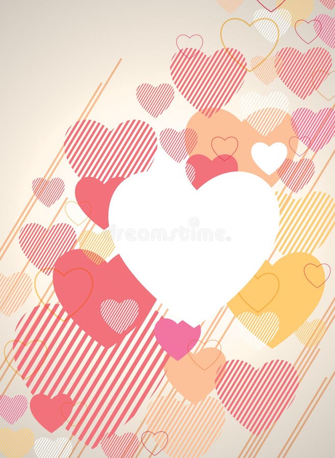 An illustration of a valentine background with Pastel colored hearts.