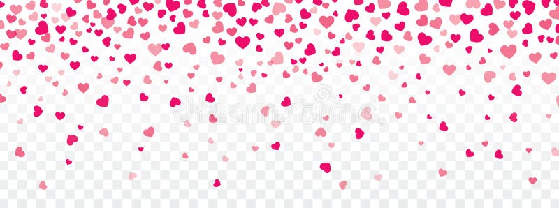 Valentine background with hearts falling on transparent