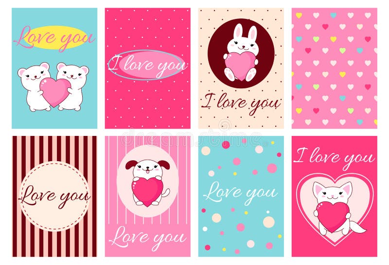 Download Valentine Banners With Cute Animals Stock Vector ...