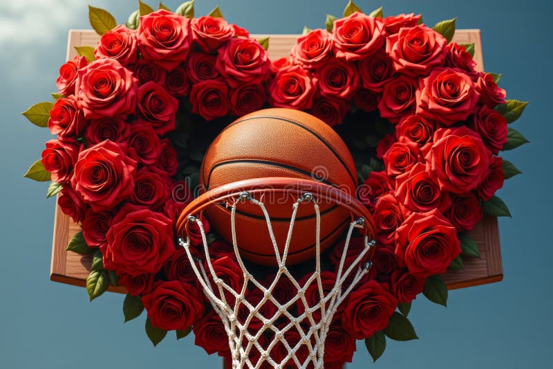 Sports Basketball Ball Red Love Shaped Heart Valentines Day T-Shirt Sports Basketball Ball Red Love Shaped Heart Valentines Day T-Shirt