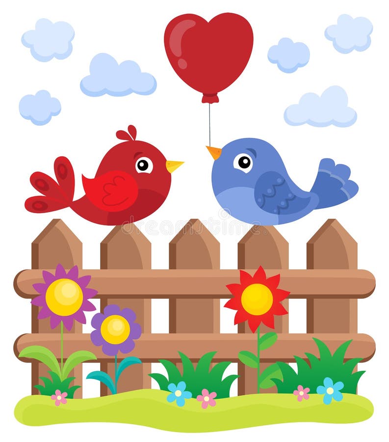 Valentine birds on fence theme 2