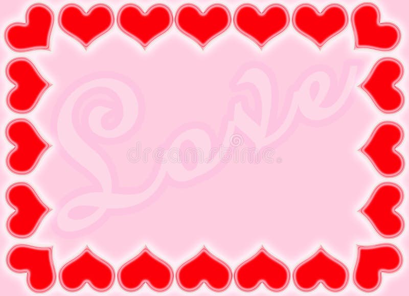 Valentine hearts border with Love background. Friendship borders illustrations