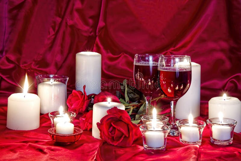 Valentine Candlelight, Wine and Roses